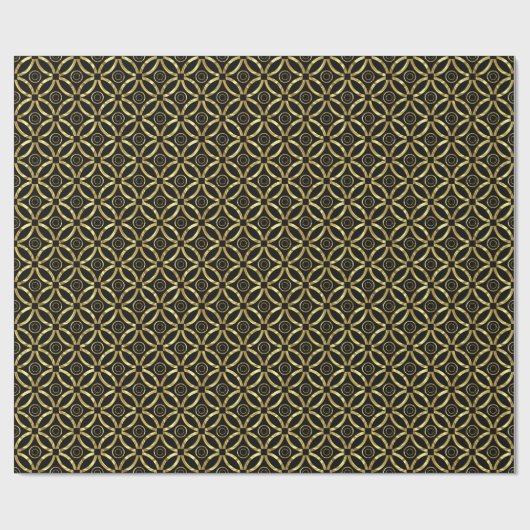 Modern Faux Gold Geometric Pattern op Black Cadeaupapier (Vlak)