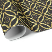 Modern Faux Gold Geometric Pattern op Black Cadeaupapier (Rol Hoek)