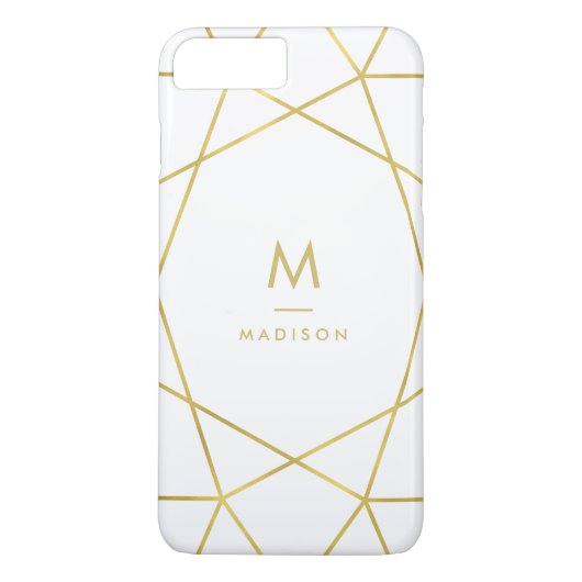 Modern Faux Gold Geometric Pattern op White Case-Mate iPhone Case (Achterkant)
