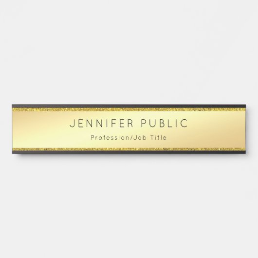 Modern Faux Gold Glitter Glamour Sjabloon Stijlvol Deurbordje (Voorkant)