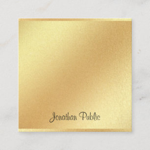Modern Faux Gold Glitter Handschrift Elegant Plain Vierkante Visitekaartje