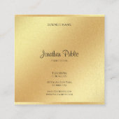 Modern Faux Gold Glitter Handschrift Elegant Plain Vierkante Visitekaartje (Achterkant)