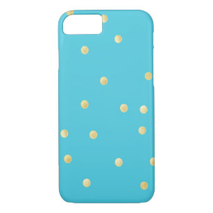 Modern, Faux Gold Glitter Polka Dots, Blue Case-Mate iPhone Case