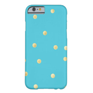 Modern, Faux Gold Glitter Polka Dots, Blue Barely There iPhone 6 Hoesje