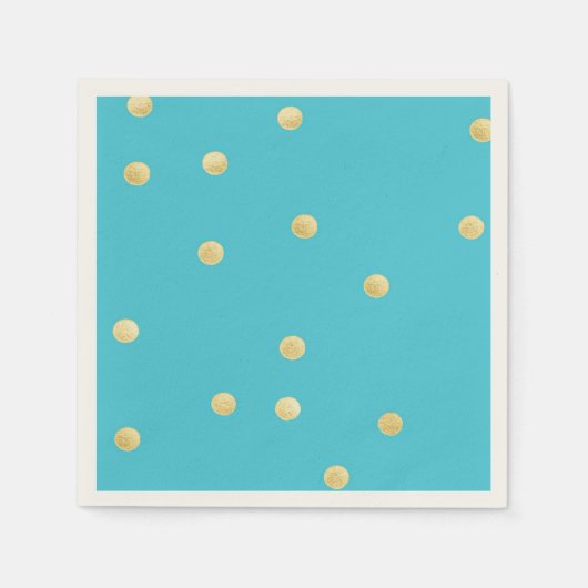Modern, Faux Gold Glitter Polka Dots, Blue Servetten (Voorkant)