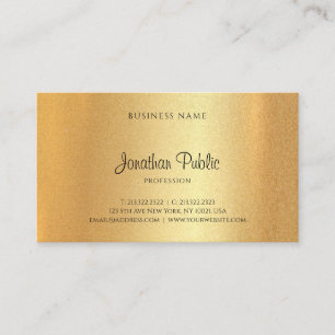 Modern Faux Gold Hand Script Elegante Sjabloon Visitekaartje