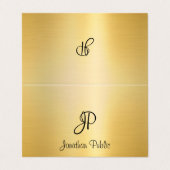 Modern Faux Gold Handgeschreven Script Monogram Visitekaartje (Buitenkant ongevouwen)