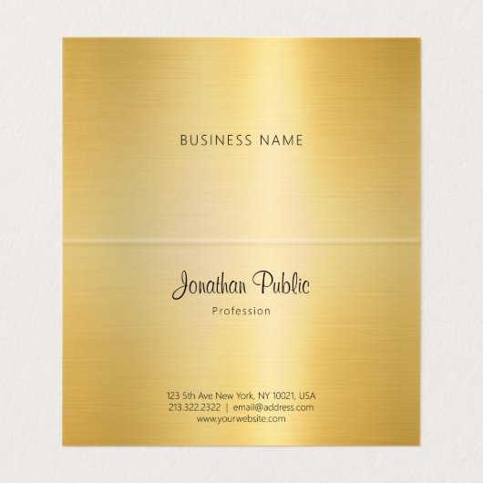 Modern Faux Gold Handgeschreven Script Monogram Visitekaartje (Binnenkant ongevouwen)