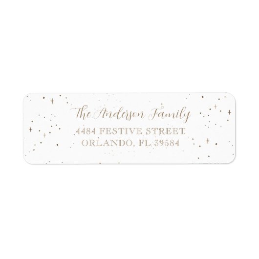 Modern Faux Gold kalligrafie Kerstadres Etiket (Voorkant)