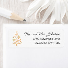 Modern Faux Gold Kerstboom retouradres Etiket