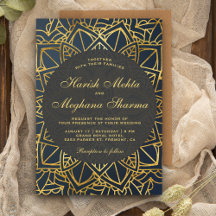 Modern Faux Gold Mandala Indian Wedding Invitation