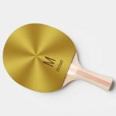 Modern Faux Gold Name & Monogram Tafeltennisbatje (Zijkant)