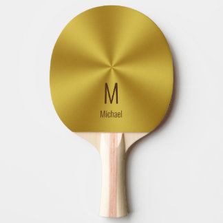 Modern Faux Gold Name & Monogram Tafeltennisbatje