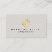 Modern Faux Gold Numbers Logo Accountant Grijs Visitekaartje (Voorkant)