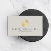 Modern Faux Gold Numbers Logo Accountant Grijs Visitekaartje