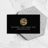Modern Faux Gold Numbers Logo Accountant Zwart Visitekaartje