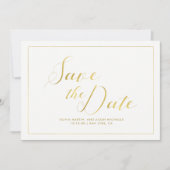 Modern Faux Gold op wit Save the Date (Voorkant)