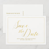 Modern Faux Gold op wit Save the Date (Voorkant / Achterkant)