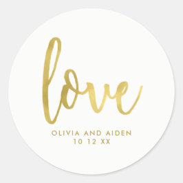 Modern Faux Gold op witte bruiloft Ronde Sticker