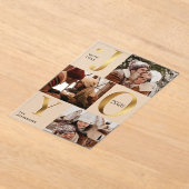 Modern Faux Gold Photo Collage Joy Christmas Card Acryl Uitnodigingen (Laagn)