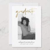 Modern Faux Gold Photo Graduparty Kaart (Voorkant)