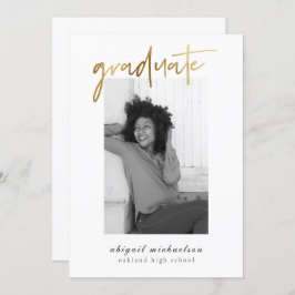 Modern Faux Gold Photo Graduparty Kaart