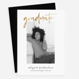 Modern Faux Gold Photo Graduparty Kaart