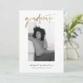Modern Faux Gold Photo Graduparty Kaart (Staand voorkant)