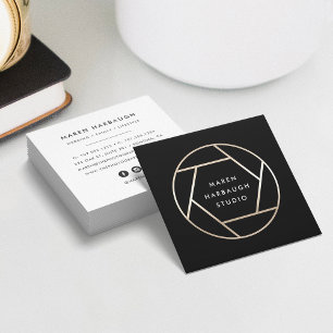 Modern Faux Gold Photographer Logo Vierkante Visitekaartje