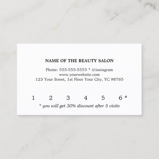 Modern Faux Gold Red Stripes Beauty Salon Klantenkaartje (Achterkant)