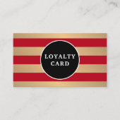 Modern Faux Gold Red Stripes Beauty Salon Klantenkaartje (Voorkant)