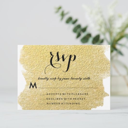 MODERN FAUX GOLD RSVP KAARTJE (Staand voorkant)