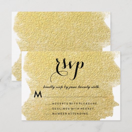 MODERN FAUX GOLD RSVP KAARTJE (Voorkant / Achterkant)