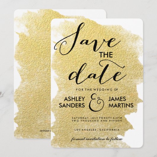 MODERN FAUX GOLD SAVE THE DATE (Voorkant / Achterkant)