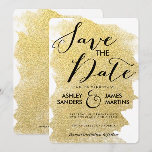 MODERN FAUX GOLD SAVE THE DATE (Voorkant / Achterkant)