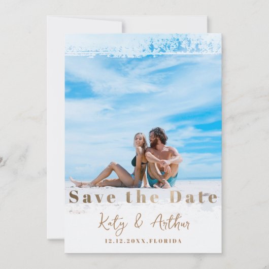 Modern Faux Gold Save the Date Typography Kaart (Voorkant)