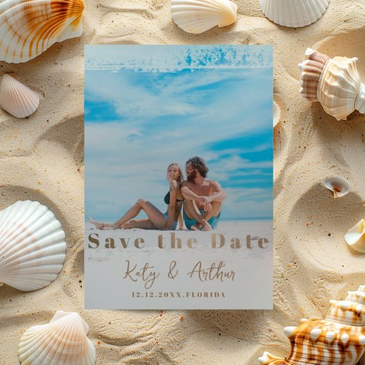Modern Faux Gold Save the Date Typography Kaart