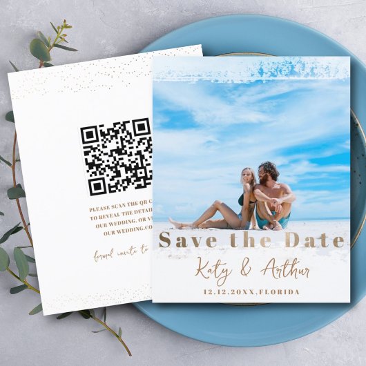 Modern Faux Gold Save the Date Typography Kaart