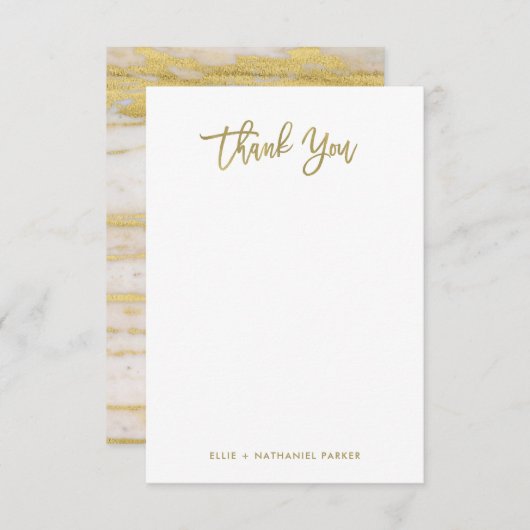 Modern Faux Gold Script Bedankkaart (Voorkant / Achterkant)