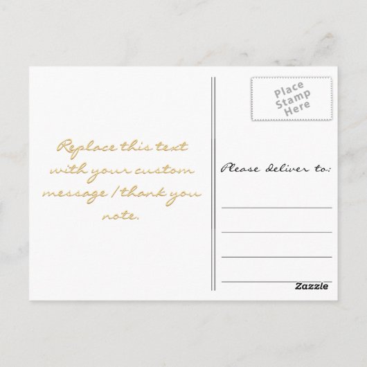 Modern Faux Gold Script Blauw Afstuderen Dank u Briefkaart (Achterkant)
