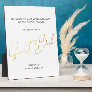 Modern Faux Gold Script Sign Weduwboek Fotoplaat