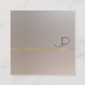 Modern Faux Gold Silver Monogram Elegant Vierkante Visitekaartje (Voorkant)