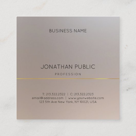 Modern Faux Gold Silver Monogram Elegant Vierkante Visitekaartje (Achterkant)