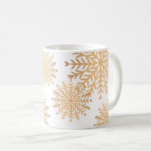 Modern Faux Gold Snowflake Pattern Coffee Mok (Voorkant rechts)
