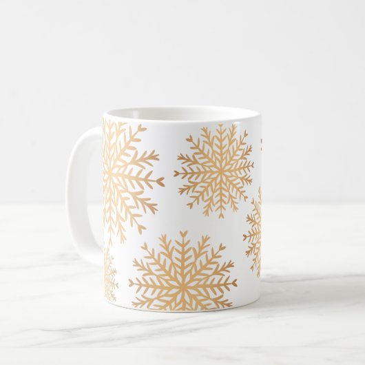 Modern Faux Gold Snowflake Pattern Coffee Mok (Voorkant links)
