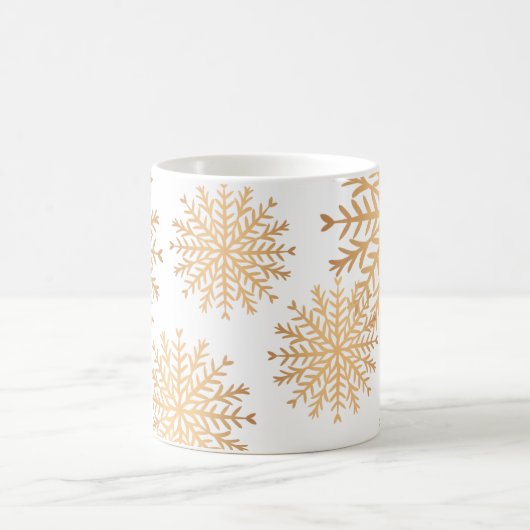 Modern Faux Gold Snowflake Pattern Coffee Mok (Center)
