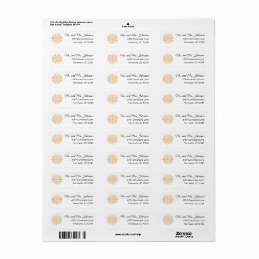Modern Faux Gold Snowflake Return Address Etiket (Full Sheet)