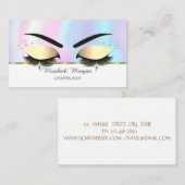 Modern Faux Gold Stripe, Lashes, holografisch Visitekaartje (Voorkant / Achterkant)