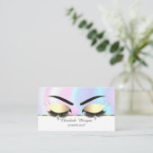 Modern Faux Gold Stripe, Lashes, holografisch Visitekaartje (Staand voorkant)