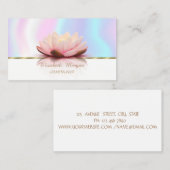 Modern Faux Gold Stripe, Lotus, Holographic Visitekaartje (Voorkant / Achterkant)